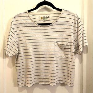 Mollusk Hemp White Stripe Crop T Shirt Tee Top  Women's Size Medium